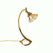Lamp art & craft foot gooseneck was benson adjustable bronze and lampshade tulip iridescent crystal