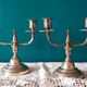 Pair of old silver metal candlesticks