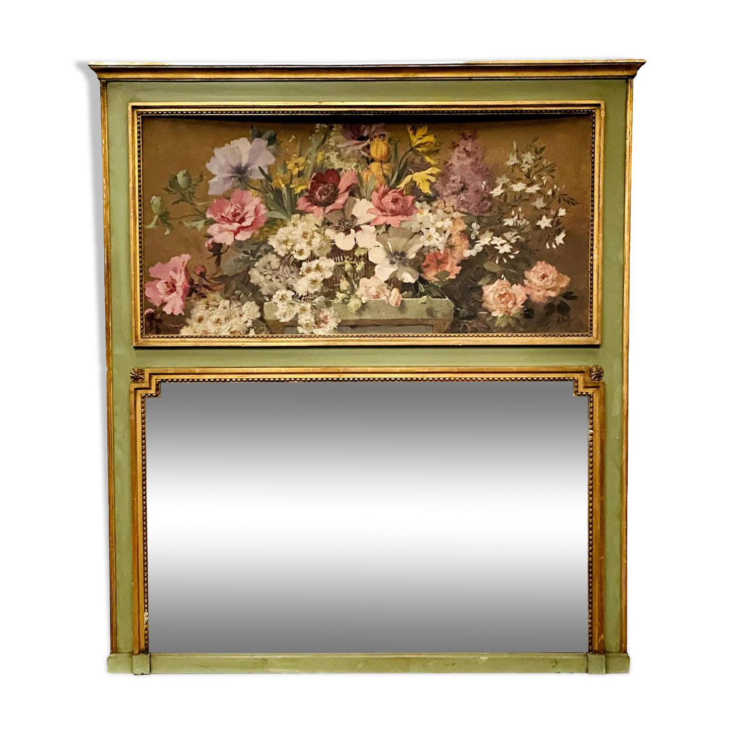 Louis XVI style trumeau in XX century patinated wood