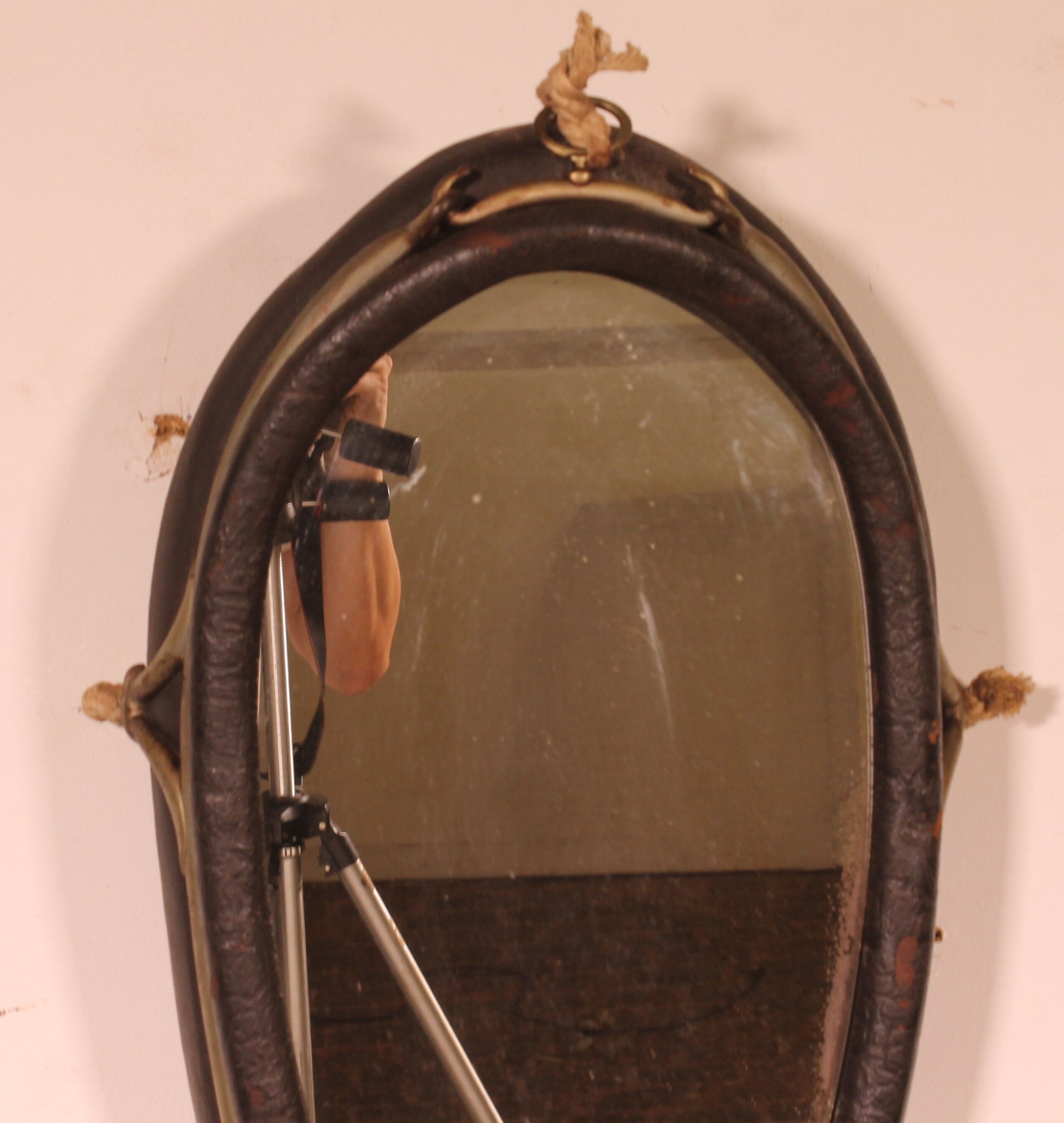 mirror made from a leather horse harness