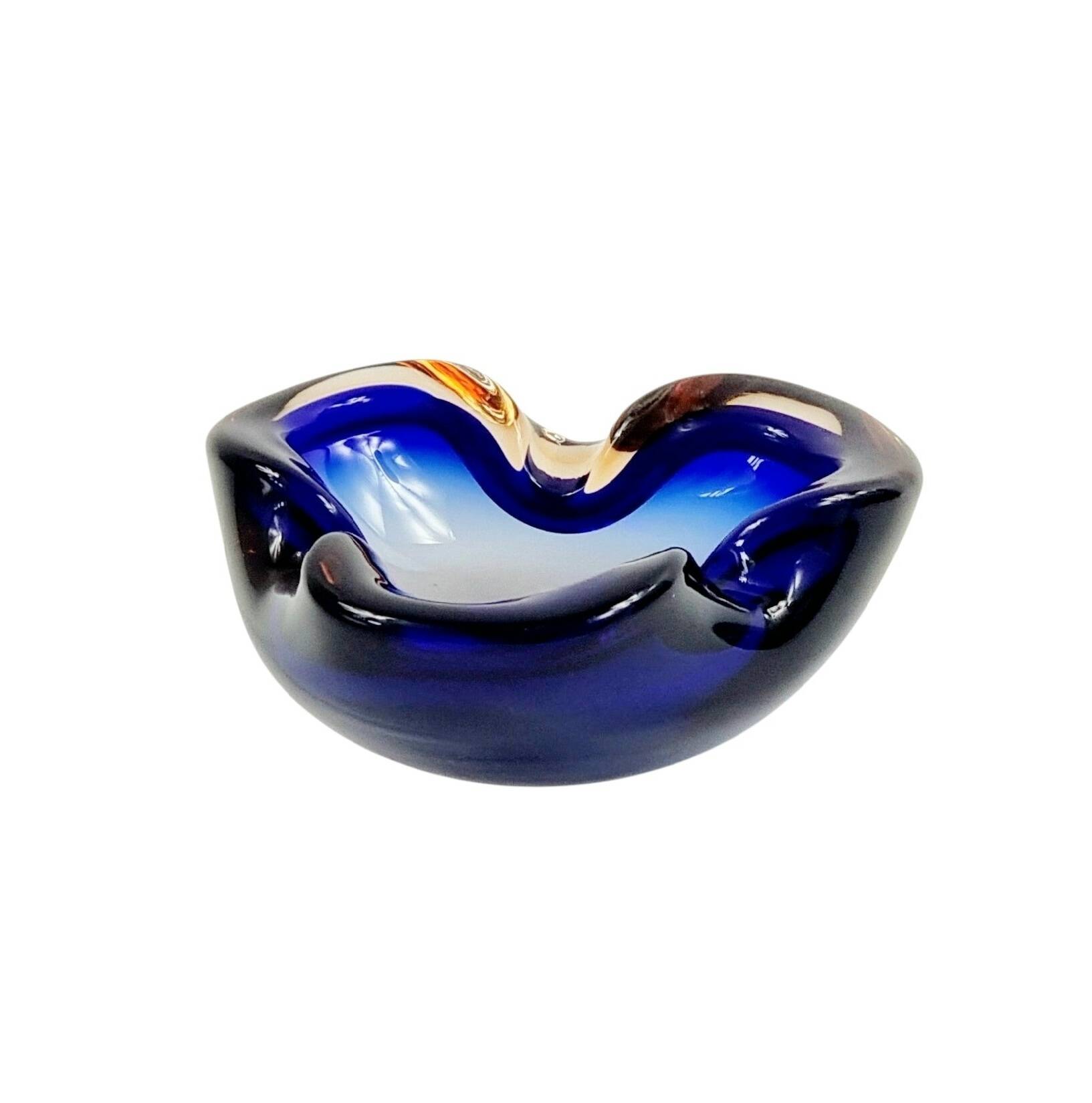 Mid-Century Blue Murano Glass Bowl/Ashtray by Flavio Poli for Seguso, 1960s