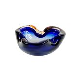 Mid-Century Blue Murano Glass Bowl/Ashtray by Flavio Poli for Seguso, 1960s