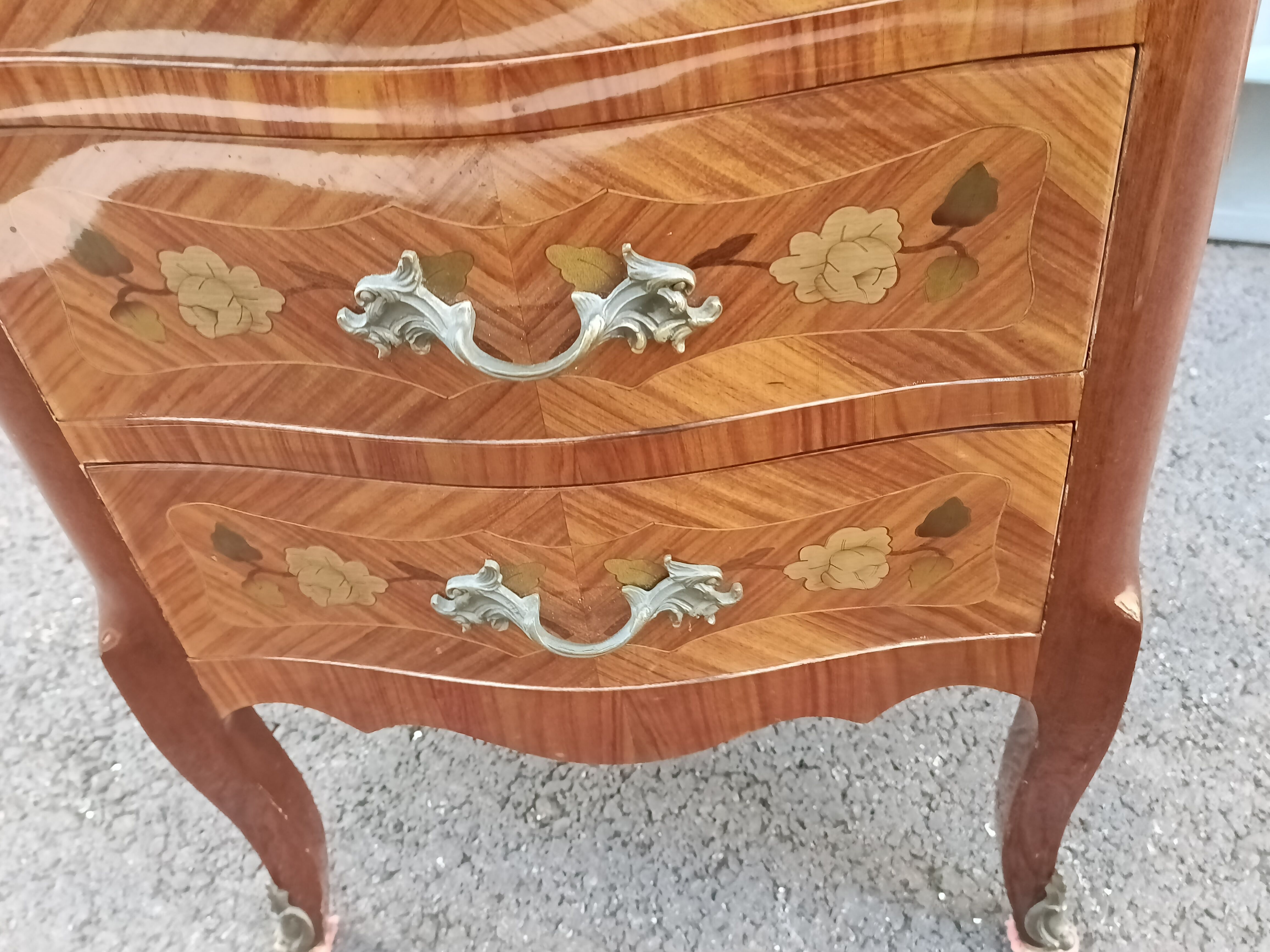 Dresser chiffon marquetry style louis xv marble top