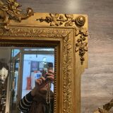 Old Napoleon 3 gilded stucco wood mirror, large model