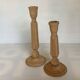 Pair of natural wood candlesticks