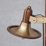 Lampadaire laiton et teck mid-century français