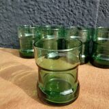 6 green water glasses