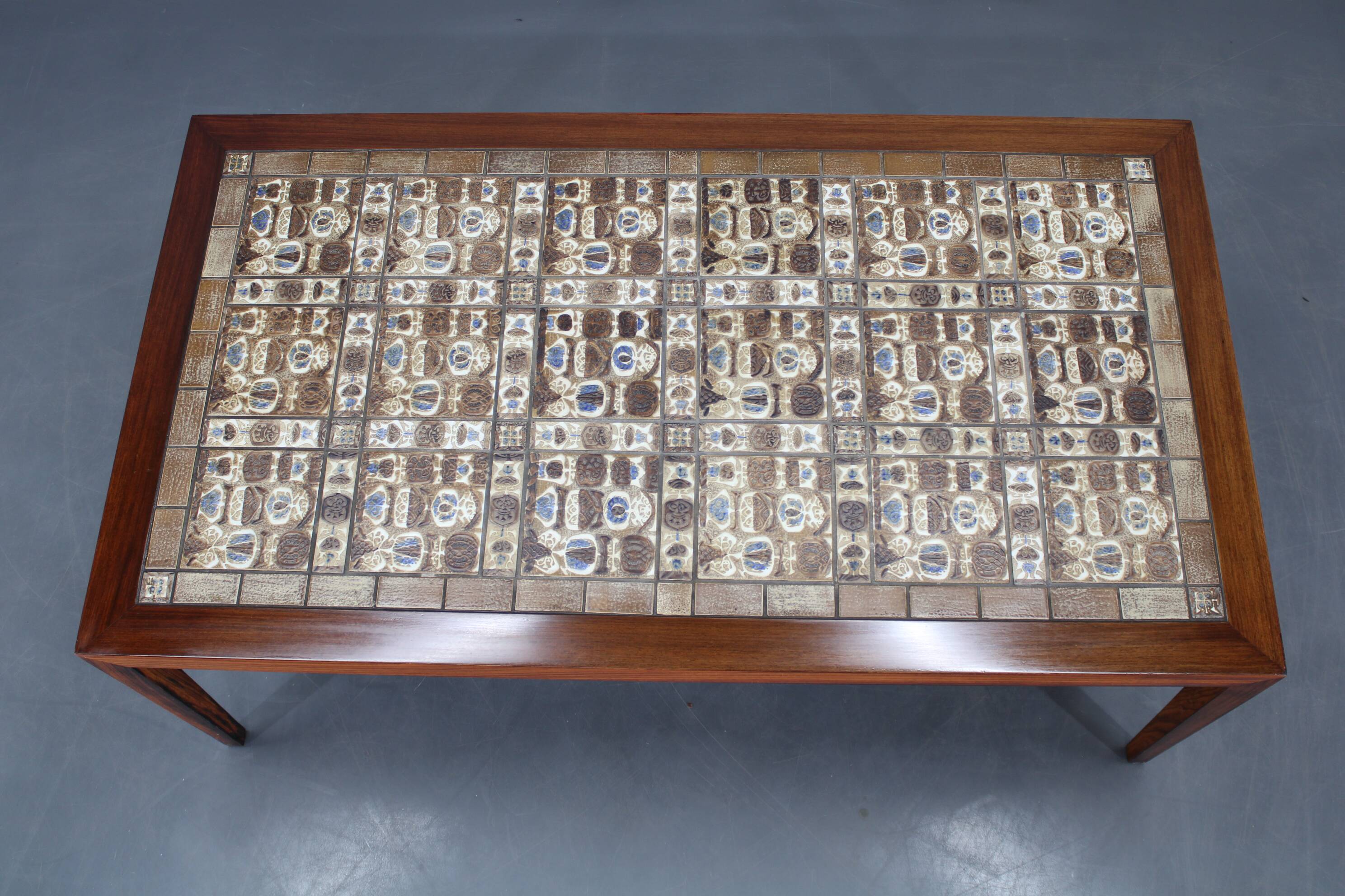 Mid-century Danish Haslev Mobelsnedkeri coffee table with Royal Copenhagen ceramic tiles