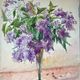 Painting Set of 2 watercolors Jetty/bouquet of Lilac flowers early 20th century