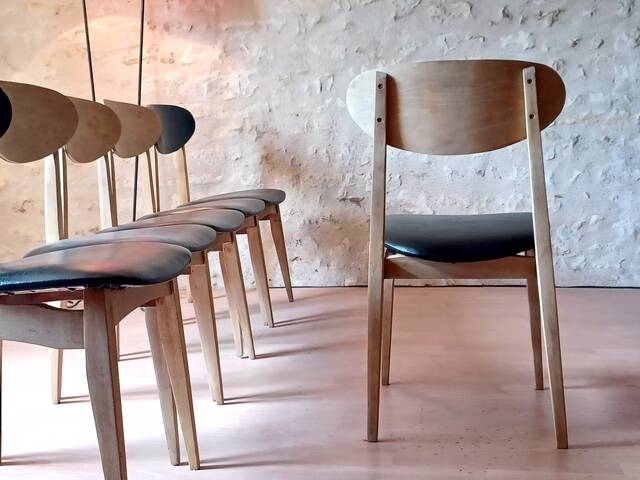 6 chaises vintage scandinave en teck années 1960