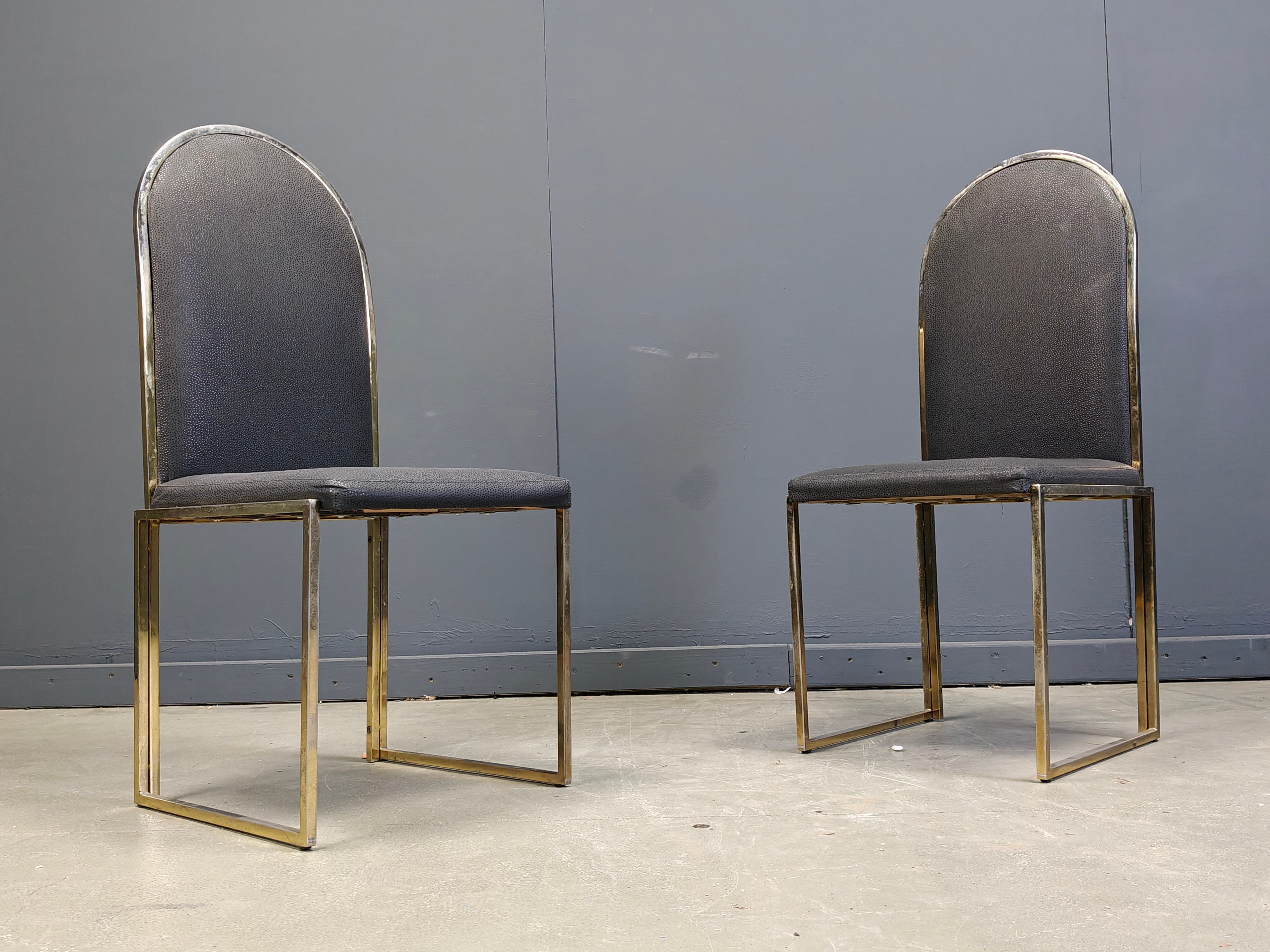 Vintage brass dining chairs by Belgochrom, 1970s
