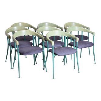 Lot de 8 chaises, années 1980