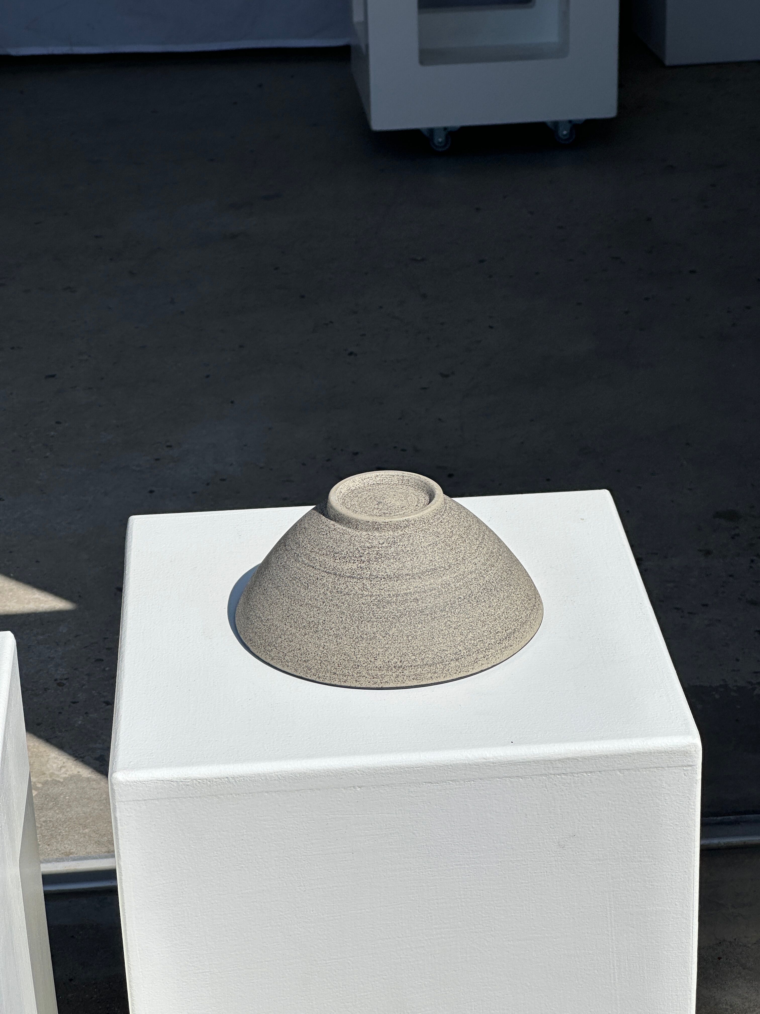 Duo of gray Indonesian ceramic bowls or salad bowls