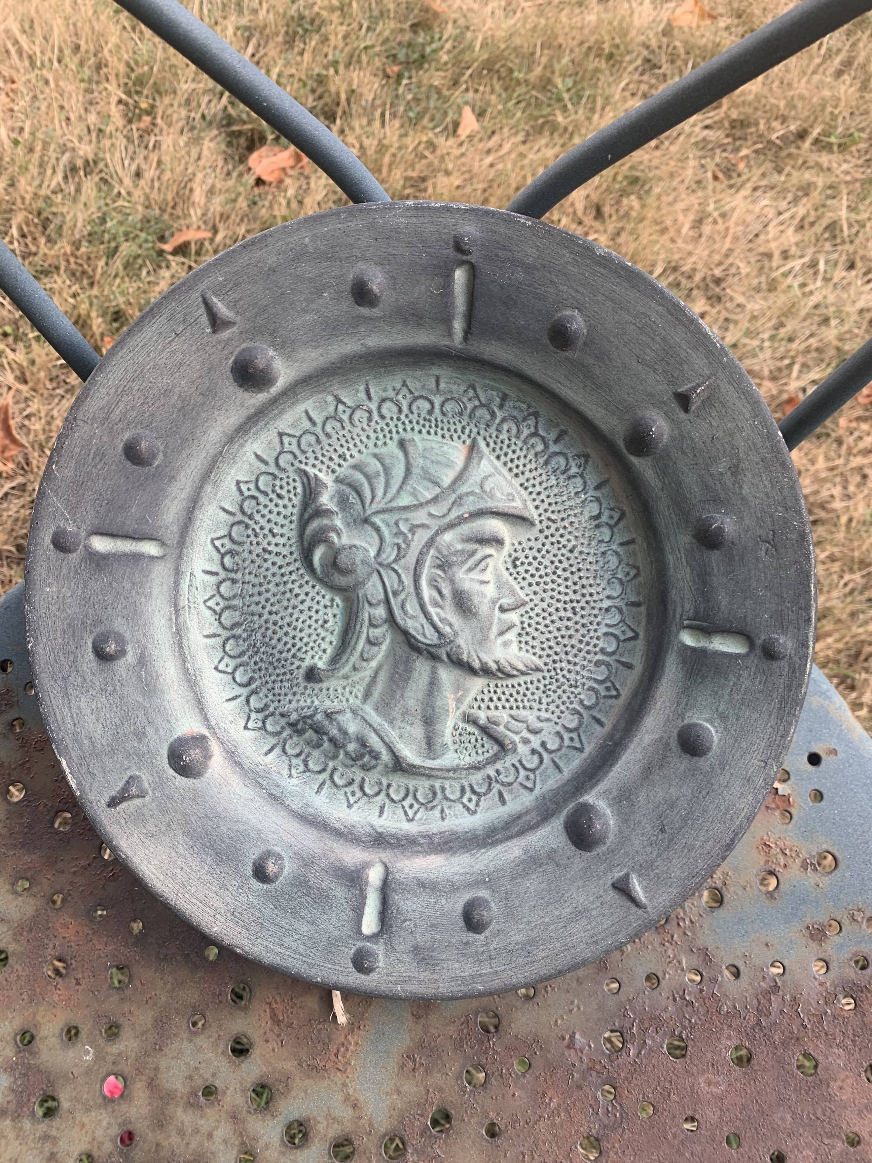 Decorative plate of a Greco-Roman soldier, terracotta, vintage