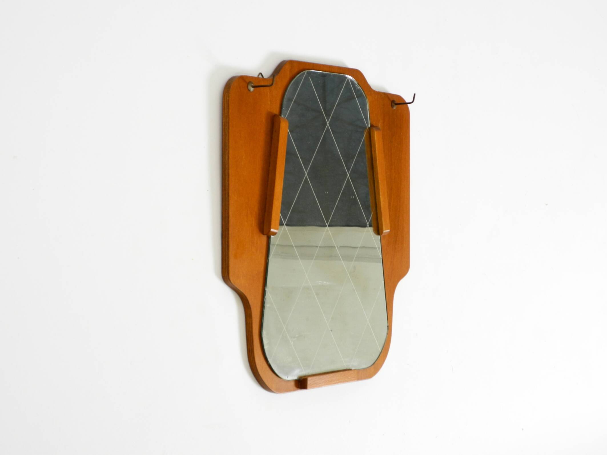 1930s Wall Mirror, Teak and Plywood, Abstract Design, Germany