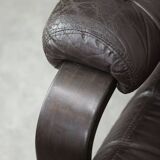 Fauteuil de salon luxueux en cuir, années 1970