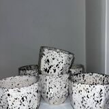 6 speckled ceramic coffee cups