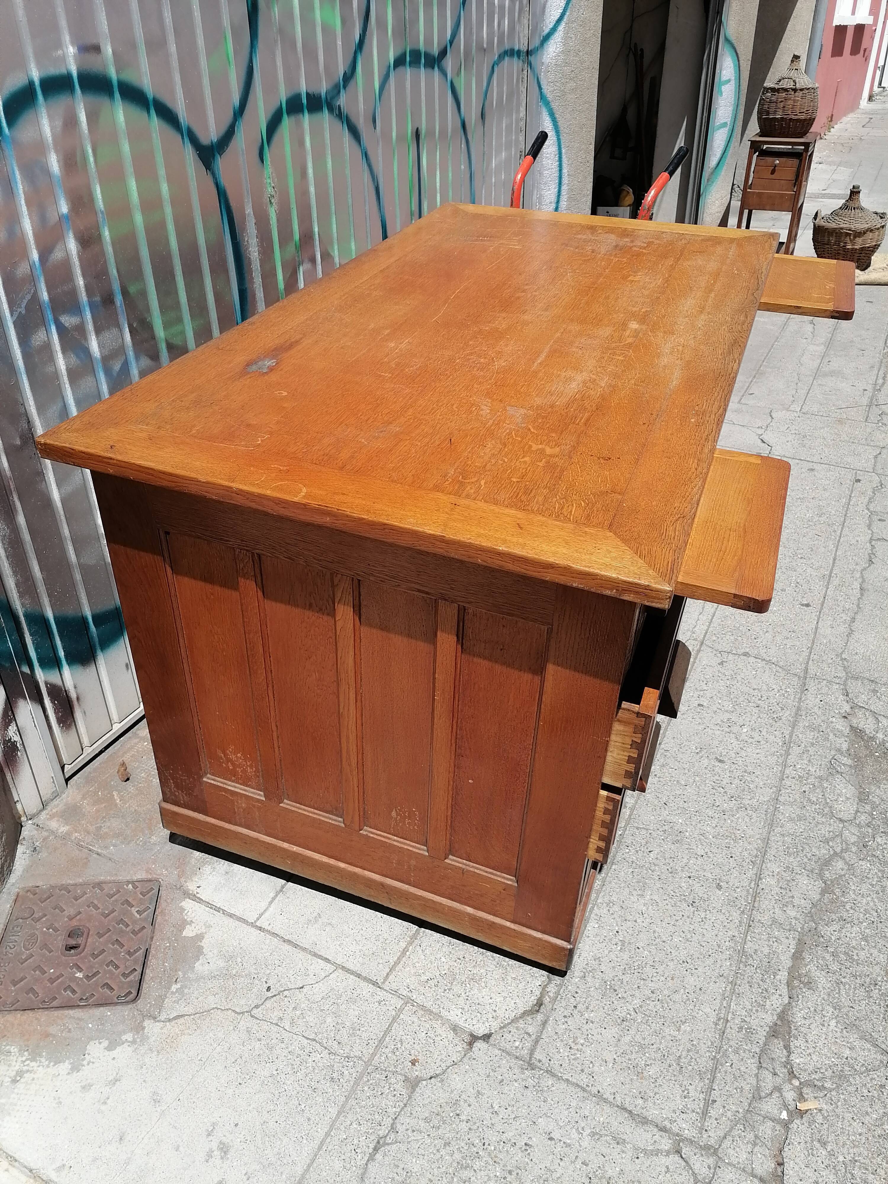 Old oak desk. De dietrich and Cie. 1950