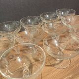 Suite of 12 champagne glasses in cut glass with floral decoration