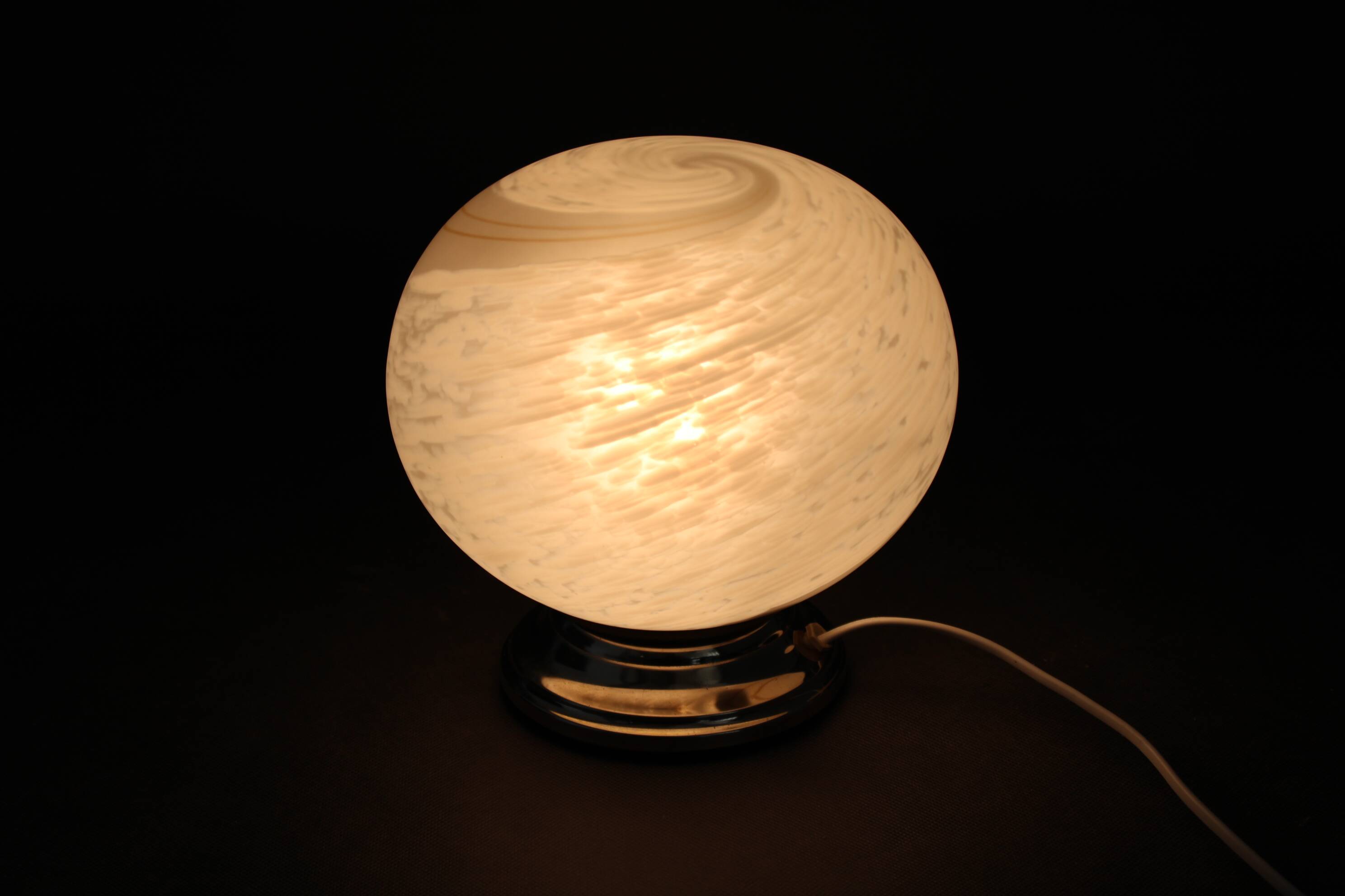 1970s Glass Globe "Venice Hand Made Glass "Table Lamp, Italy
