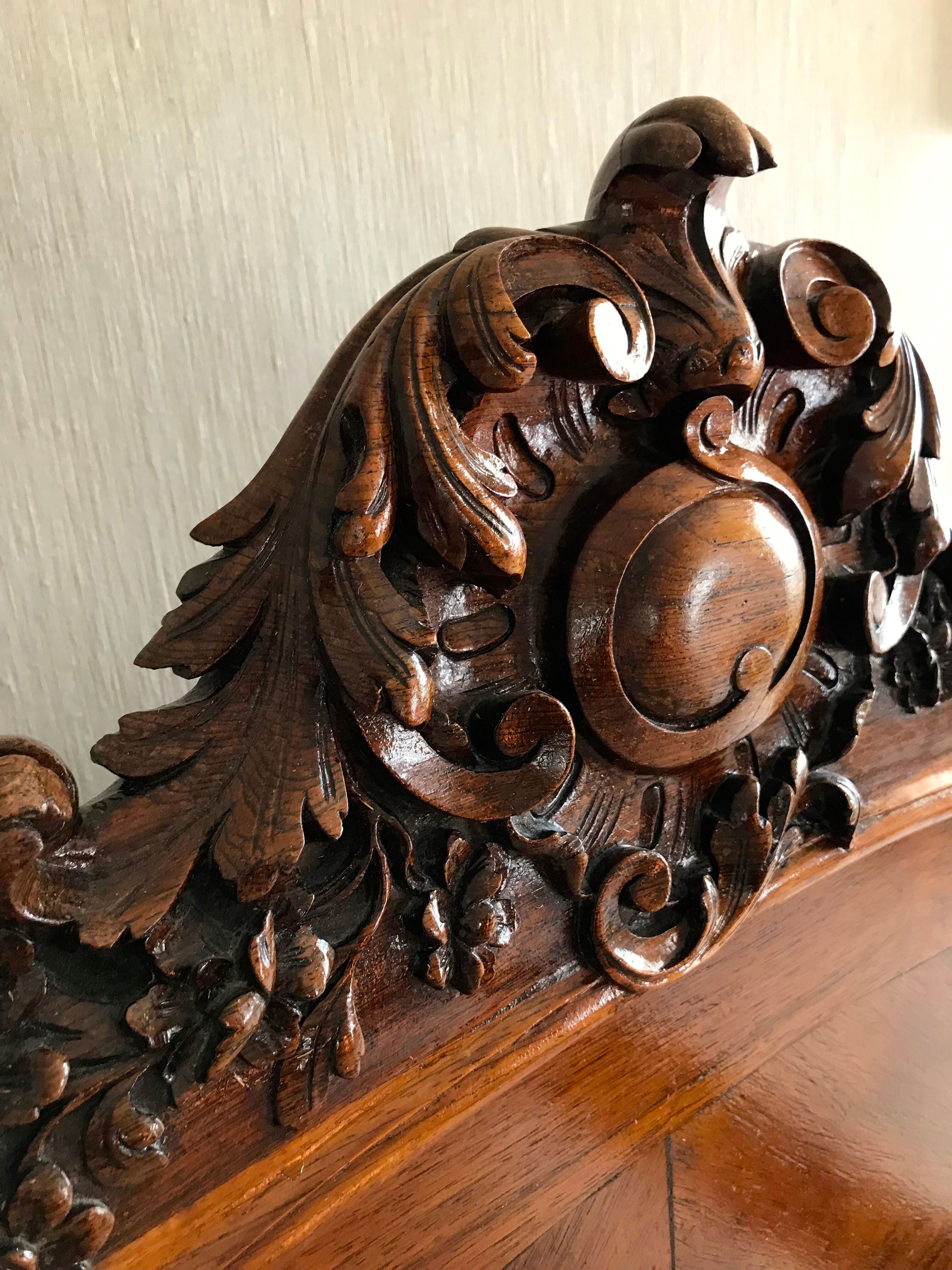 Old wooden bed nineteenth century rocaille style sign camus clermont ferrand