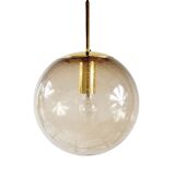 Large Mid-Century Smoked Air-Bubbled Glass Ball Pendant/Ceiling Light From Limburg, Germany, 1970s