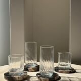 Set of 4 fossilized wooden coasters