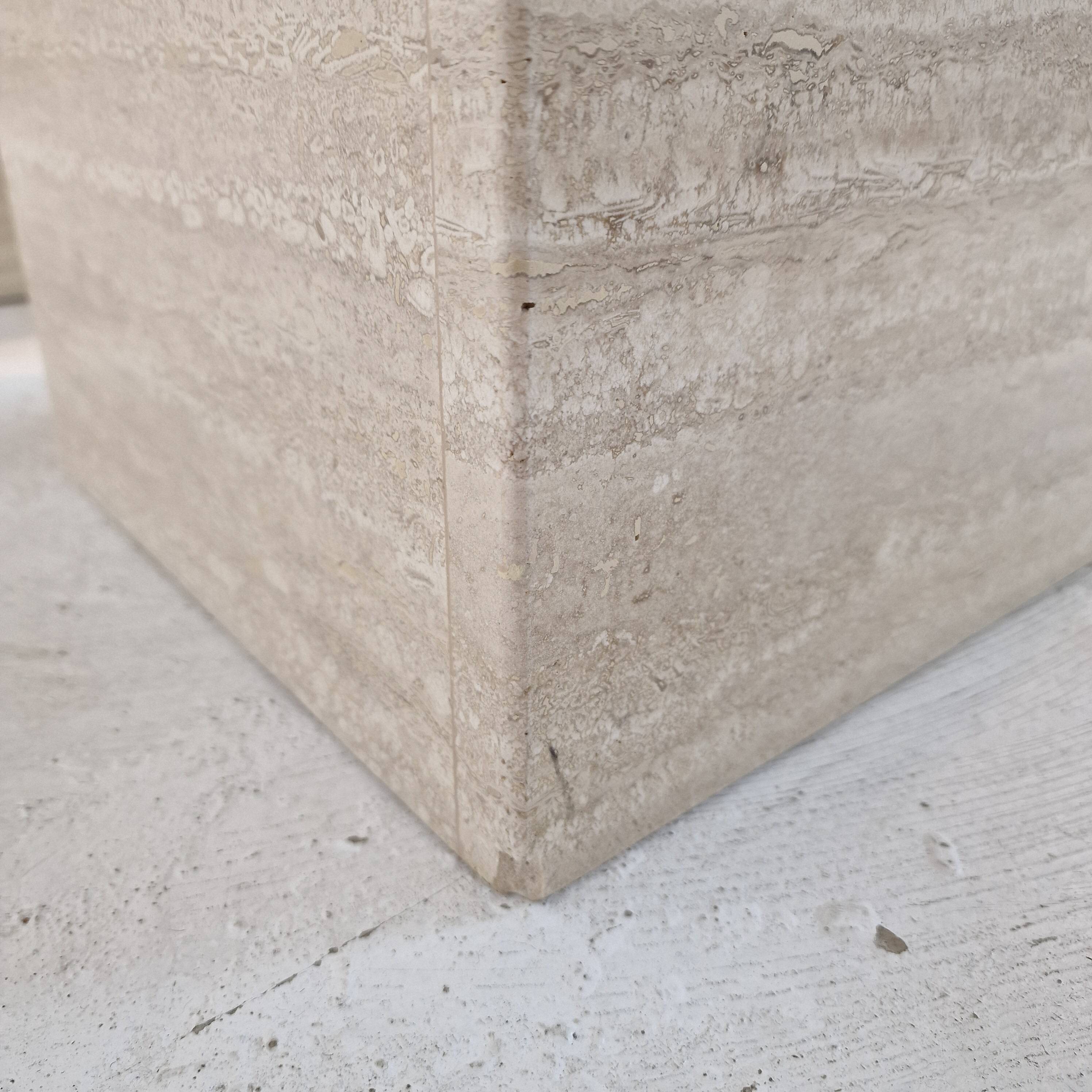 Set of 3 italian travertine coffee or side tables, 1980s