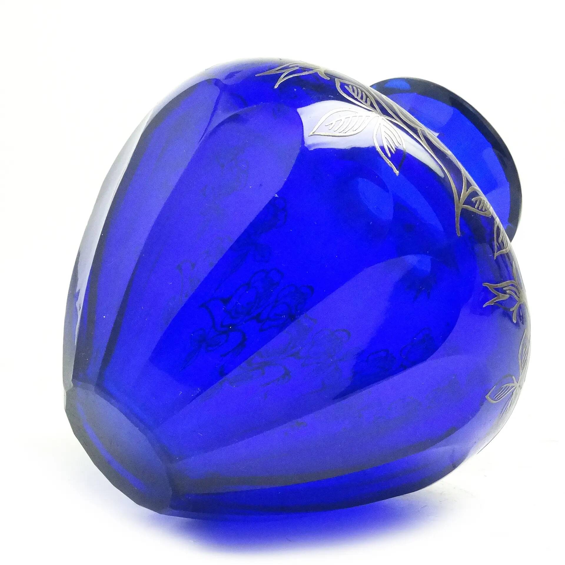 Art déco vase, cobalt crystal, Józefina Glassworks, Poland, 1930s
