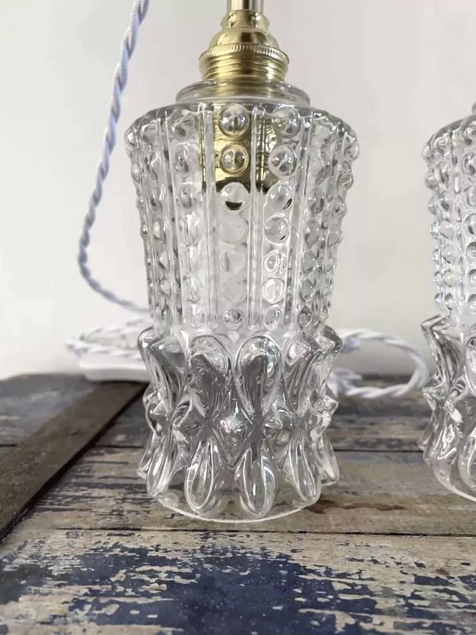 Vintage chiseled glass portable lamps