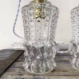 Vintage chiseled glass portable lamps