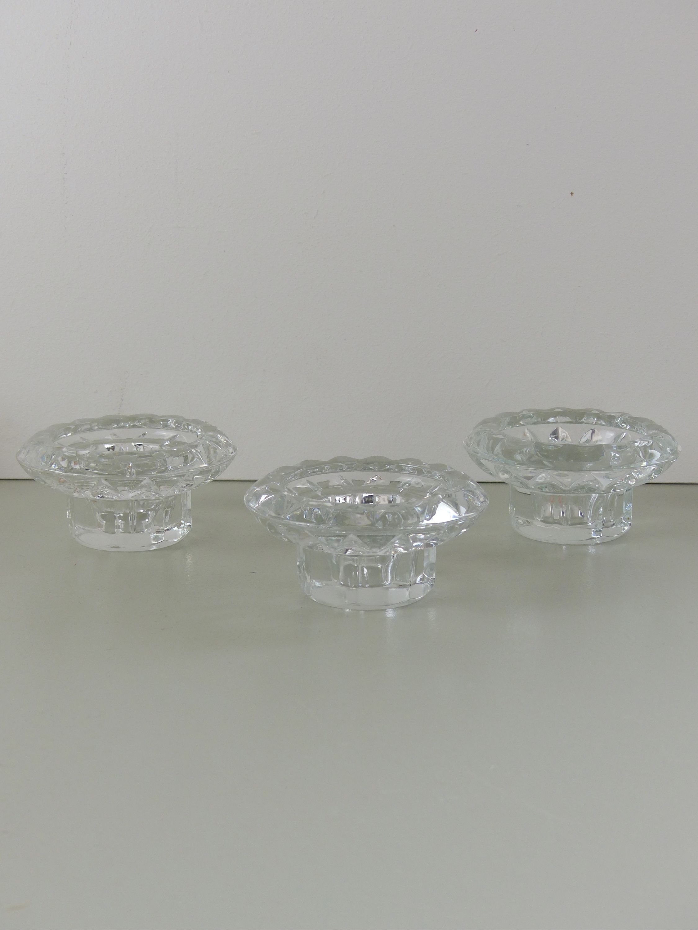 Set of 3 glass candle holders Made in France