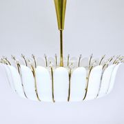Grand chandelier Rupert Nikoll 27" mid-century brass with leaves, Austria, 1950.