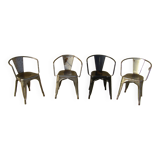 Four stackable chairs with industrial style