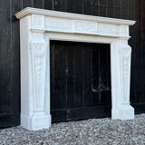Louis XV style fireplace in white Carrara marble circa 1880
