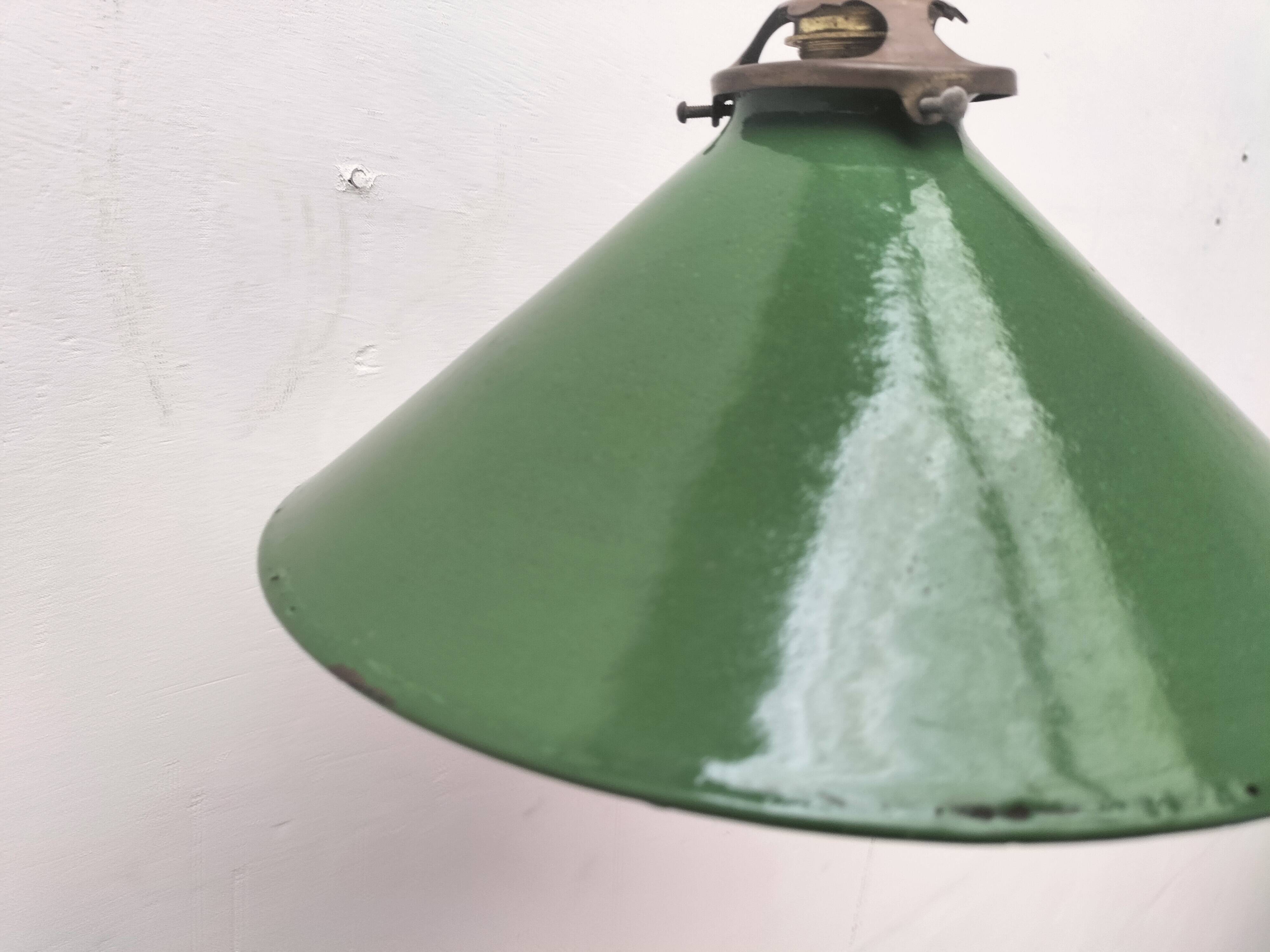 Enameled sheet metal cone pendant light