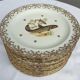 Set 12 plates porcelain gold fine fish fern limousine de Chastagner