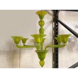 Contemporary Translucent Apple-Green Murano Style Glass Chandelier