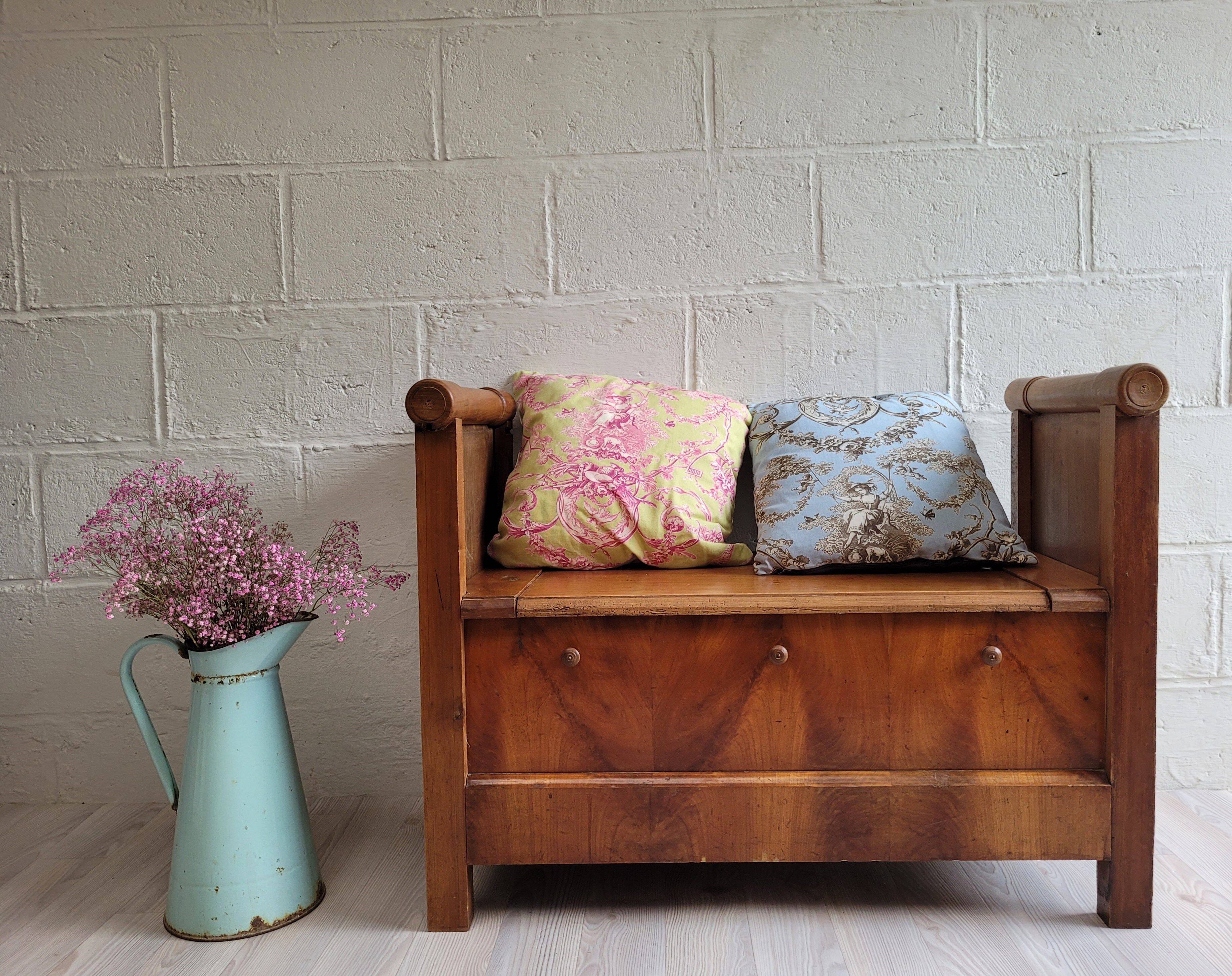 Antique wooden chest bench