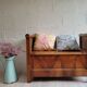 Antique wooden chest bench