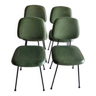 set of 4 vintage green chairs
