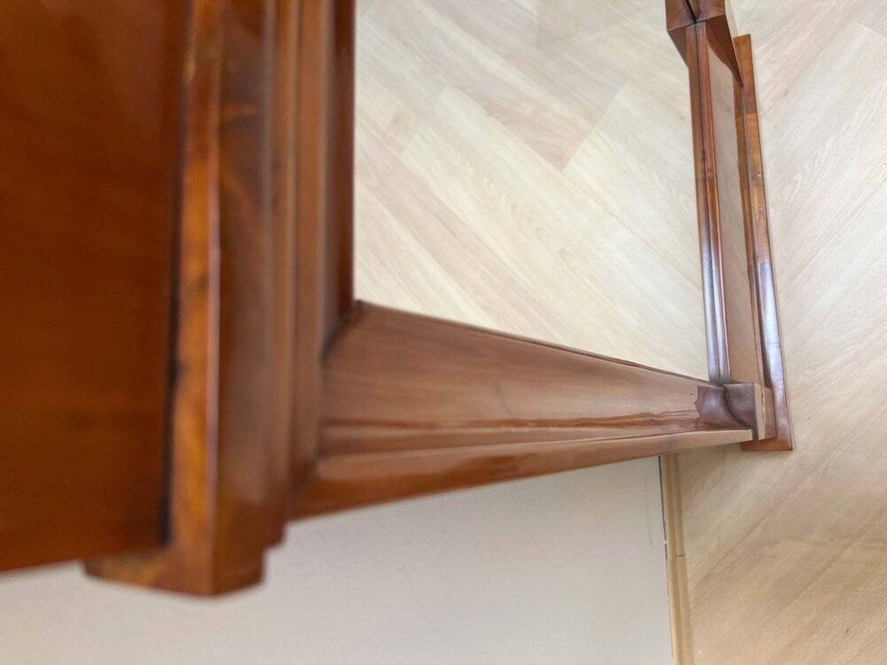 Biedermeier Cherry Wall Mirror with Brass Decor, South Germany, 1820s