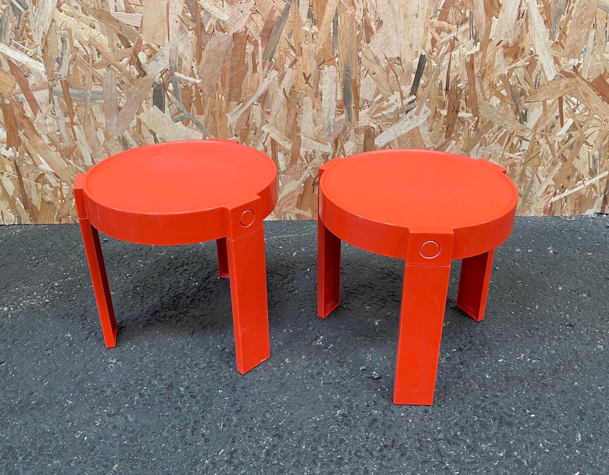 Pair of orange bedside tables