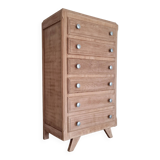 Semainier commode pieds compas bois brut