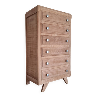 Semainier commode pieds compas bois brut