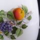 Pitcher or broc in opaline Arcopal fruit décor 1970