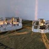 Brutalist cut glass candle holder