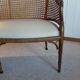 2-seater bamboo cane bench in vintage white imitation leather