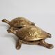 Pair of zoomorphic ashtrays, golden brass turtles