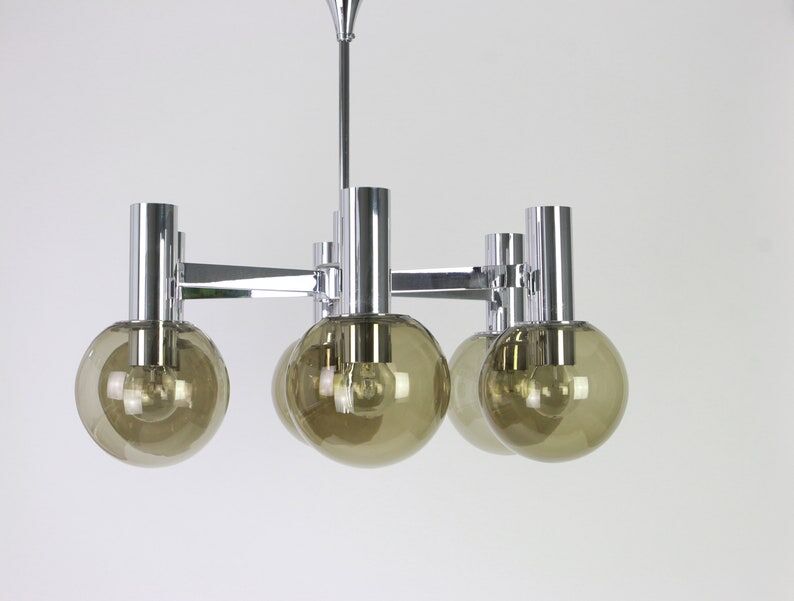 Six-light brass chandelier Italy 1960s